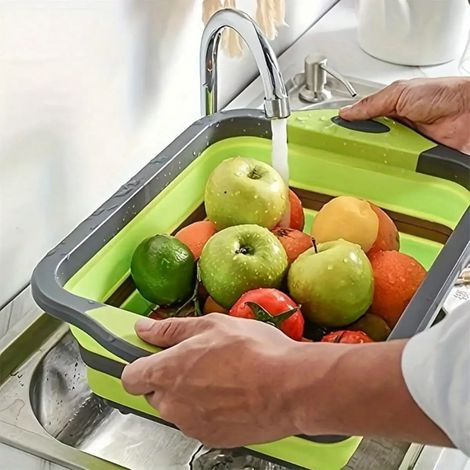 1 Panier De Stockage De Fruits, Évier Portable, Table De Coupe Pliante Pour Nettoyer Et Drainer Les Légumes, Évier Intégré Et Fonction De Stockage (1/5)