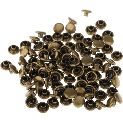100 pièces à simple bouchon rivets rapides diy en cuir réparation 6x4mm 6x6mm bronze (1/5)