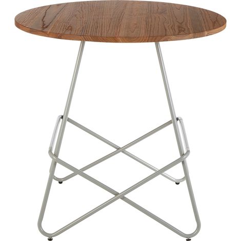 Interiors by Premier Grey Metal and Elm Wood Round Table, Versatile Coffee Table for Home and Office, Round Outdoor Dining Table (1/5)