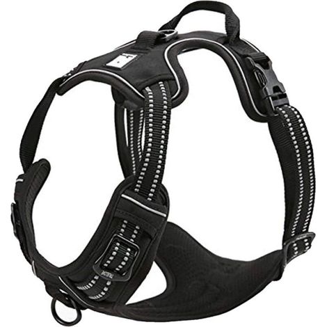 Harnais pour chien réfléchissant réglable dissuader tirer gilet pour animaux de compagnie Durable voiture Nylon TLH5651 chien laisse Husky (M) (1/4)