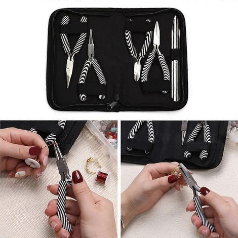 Ensemble de 5 outils de précision pour la création de bijoux, comprenant une pelle à perles et une pince professionnelle. (1/4)