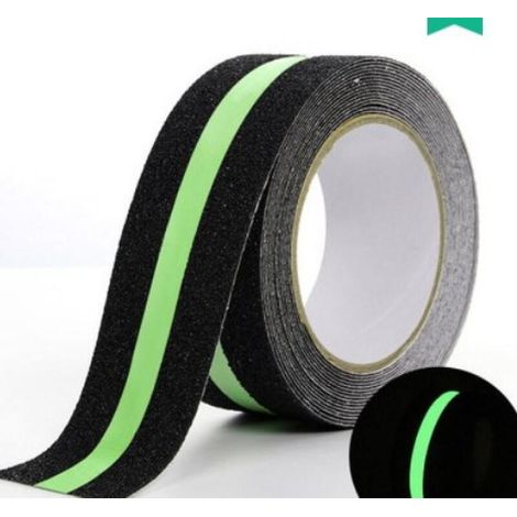 Cinta antideslizante - 50 mm x 5 metros, fuerte adherencia e impermeable, apta para escaleras y baldosas (cinta luminiscente verde, 1 rollo). (1/5)
