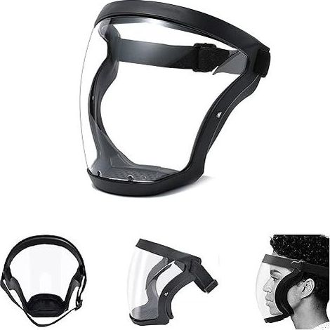 Super Protective FaceShield - Masque de protection complet - Transparent durable - Écran facial transparent - Anti-buée et réutilisable - Hommes et femmes - Noir (1/5)