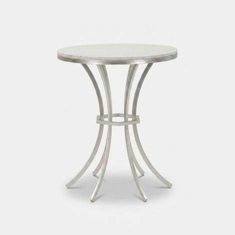 Table d'appoint en métal argent et marbre cm ø 56x68 (1/5)