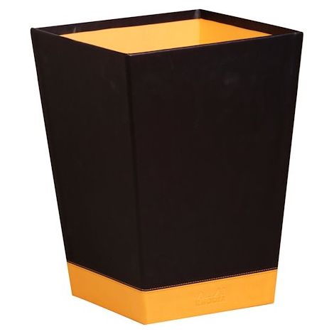 Poubelle Rhodia rhodiarama simili cuir noir orange 27x27x32 cm (1/2)