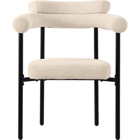 Set de 4 sillas de comedor beige en tejido aterciopelado con reposabrazos y estructura de hierro (1/5)