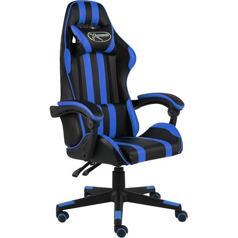 Chaise de bureau Fauteuil gamer - Fauteuil de jeux vidéo Noir et bleu Similicuir BV306308 - BonneVie (1/5)
