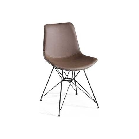 MOMMA HOME Set 2 Sillas de Comedor tapizada - Modelo Zaire - Color Marron/Negro - Ecopiel/Metal - Medidas 52 x 56 x 82,5 cm (1/5)