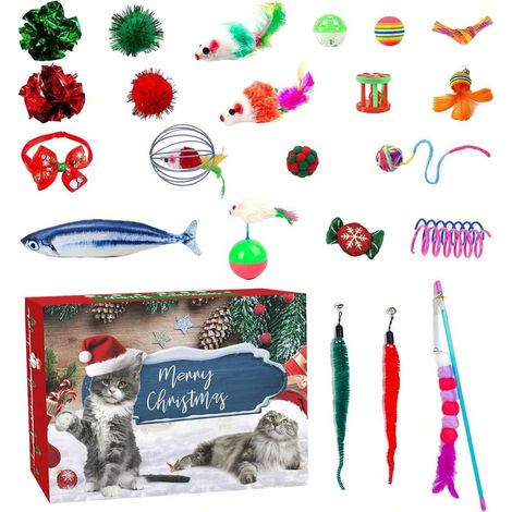 Calendario de Adviento para gatos, juego de 24 juguetes interactivos navideños para gatos (1/5)