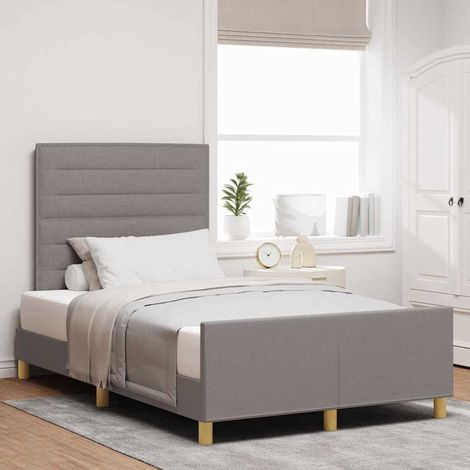 Bettgestell mit Kopfteil Taupe 120 x 200 cm Stoff