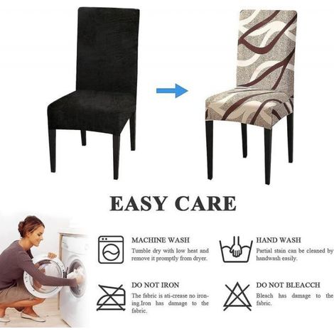 Lot de 6 Housse de Chaise Extensible(Ligne de Caf) Housse de Chaise Salle Manger Universel Lavable (1/4)