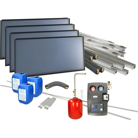 Set solaire 4plus toit plat horizontal ballon solaire 400 L 2 capteurs: 7,59 m²