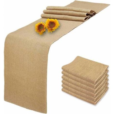 Chemin De Table - Jute Naturel - 30,5 X 183 Cm - Pour Mariage Fête Cuisine Table Basse - Lot De 6 (1/5)