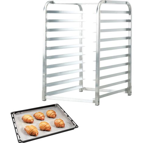 Mophorn Bun Pan Rack, 10 ripiani in alluminio con ruote frenanti, attrezzatura da cucina per teglie intere e mezze teglie, griglia veloce per panetteria e cottura, 26"x20,3"x39" (1/5)
