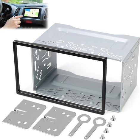 Cadre de Montage 7 Pouces Autoradio en Métal Double Universel Cage Stéréo de Radio Voiture 2 Din en Plastique en Fer Modifié Support D'Autoradio 2din Compatible avec VW Jetta Skoda Polo (1/5)