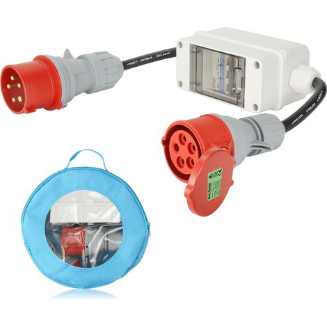Adaptateur CEE 5 Pôles, Fiche 32A vers Coupleur 16A avec Disjoncteur, Surcharge (1/5)