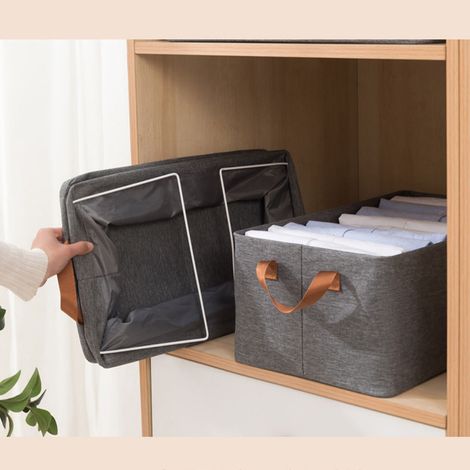 Kationische Aufbewahrungsbox, faltbarer Kleiderorganizer, Stoffhandtasche fürs Schlafzimmer, Hosenaufbewahrungsbox, magische Aufbewahrungswaffe. (1/4)