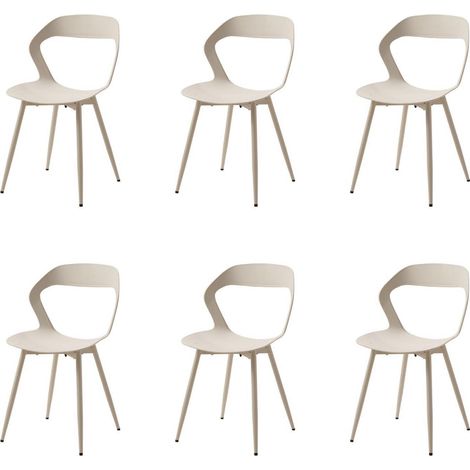 Esszimmerstühle 6er Set skandinavisch mit Metallbeinen beige (1/5)