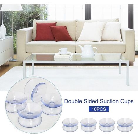 Ventouses double face compatibles avec dessus de table en verre, lot de 10 ventouses sans crochets pour miroir multifonctionnel double face en verre antidérapant (1/4)