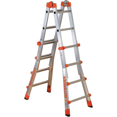 E'chelle polyvalente Gierre Peppina ge'ante 5+5 e'chelons en aluminium te'lescopique 3 configurations capacite' maximale 150 kg