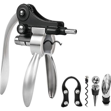 Tire Bouchon de Vin kit, Ouvre Bouteille de Vin, Avec Coupe-Capsule, Bouchon Bouteille Vin, Verseur de Vin, Bague à Vin, Vis de Rechange, Kit Decapsuleur, pour Hommes Femmes, Oenophile (1/5)