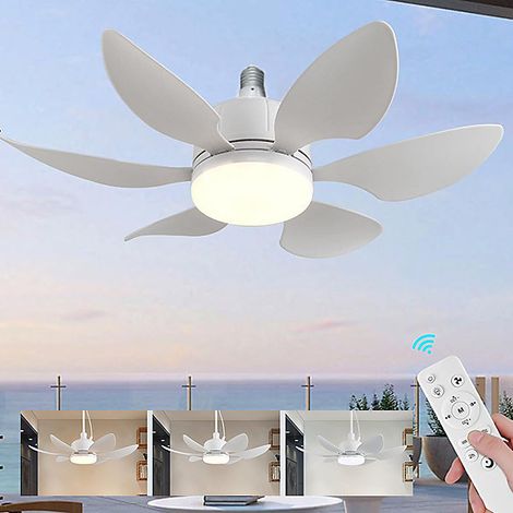 Ventilateur de plafond 52 cm avec éclairage LED tricolore, 3 vitesses de ventilation, Minuterie, E27, sans douille ni rallonge (1/5)