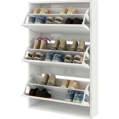 Schuhschrank Irgoli, Schuhregal 6 Ebenen, 18 Paare, 3 Türen, 70x25x109h cm Weiß