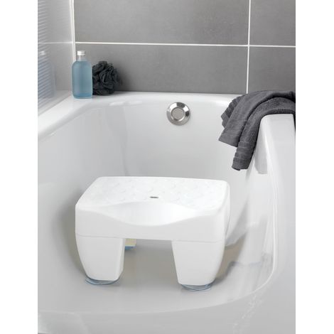 Wenko – Tabouret pour baignoire antidérapant – En polypropylène – Dimensions L. 40 x l. 30 x H. 21 cm – Poids maximum 150 kg