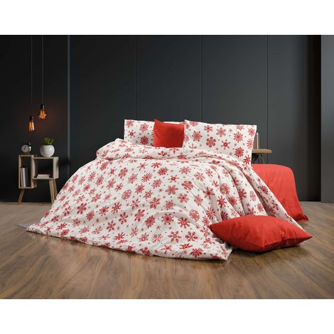 Funda nórdica, funda nórdica, ropa de cama Set Blanco Rojo (1/2)