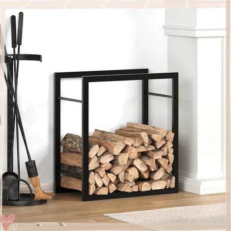 350304 Portant de bois de chauffage Noir mat 50x28x56 cm Acier (1/5)