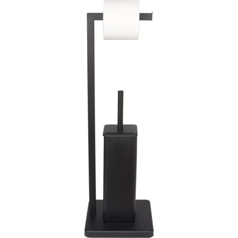 Portarrollos de pie con escobillero - 20x63cm - negro (1/5)