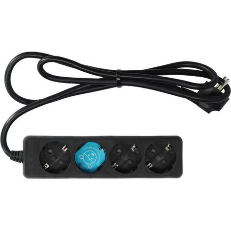 Schuko 4-Sockel Mehrfachsockel mit Kabel 3m Schwarz 100005013 (1/2)