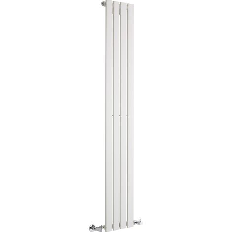 Milano Alpha White Vertical Column Single Flat Panel Radiator - 1600mm x 280mm (1/5)