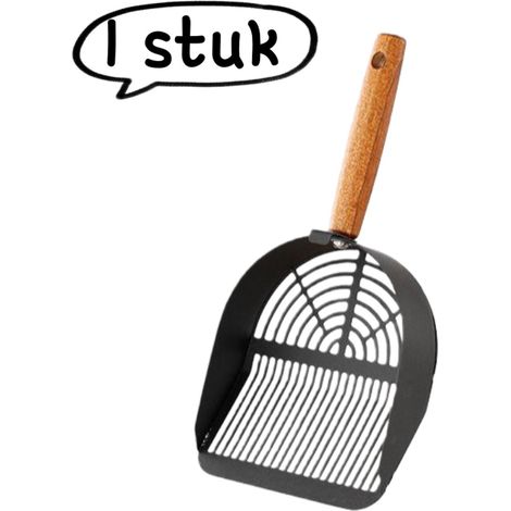 Grande pelle à litière pour chat avec longue poignée, adaptée au nettoyage des litières pour chats et au ramassage des déjections, couleur noire. (1/5)
