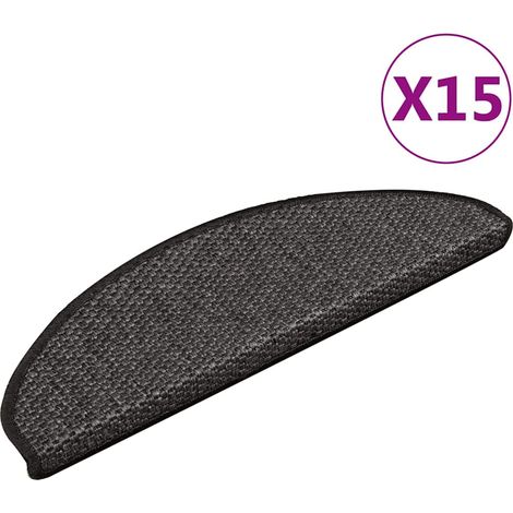 vidaXL Alfombra autoadhesiva escalera sisal 15 uds antracita 65x21x4cm (1/5)