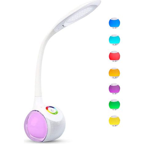 Lampe de bureau LED 5W, lampe de table pour enfants, intensité variable grâce à son col de cygne, panneau tactile pour la lumière colorée, 3 niveaux de luminosité, lampe d'ambiance (Blanc cassé) (1/5)