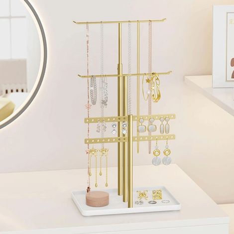 Porte Bijoux en Fer Organisateur Support Décoratif avec Base et Pièces Modulables Ensemble 5 Éléments (1/5)