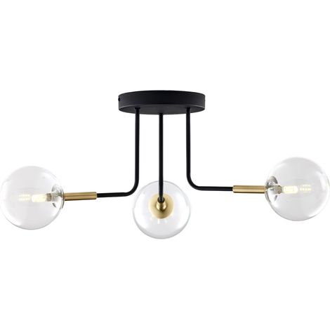 Plafoniera moderna nero oro, sfere vetro 3xG9 BURANO Jupiter (1/5)