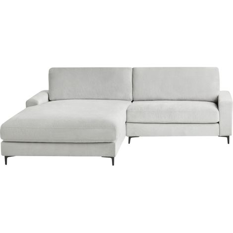 Corner Sofa 3 Seater MALOY Chenille Light Grey Right Hand
