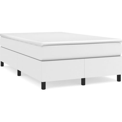 Boxspringbett mit Matratze Weiß 120x190 cm Kunstleder