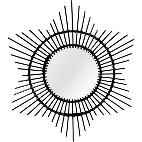 Miroir Mural Design en Rotin "Aina" 52cm Noir (1/4)