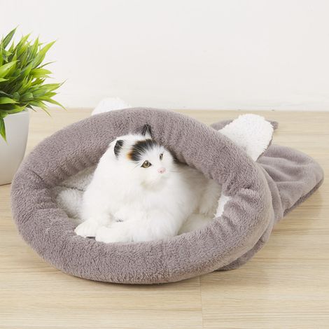 Sacco a pelo per gatti monopezzo, morbido e confortevole, a forma di cupola (grigio) - 65 x 55 cm (1/2)