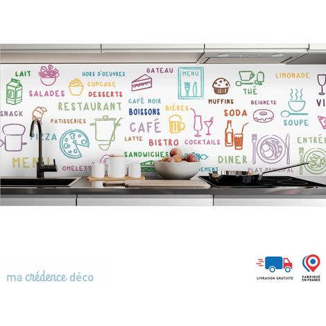 Crédence : Dessin food coloré - Couleur Rose - Alu composite - 120 - 60 (1/3)