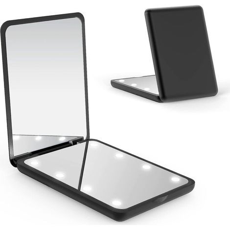 Miroir compact avec lumière grossissante, interrupteur magnétique double face 1X/3X, miroir de maquillage de voyage portable, miroir de poche pour sac à main, cadeau idéal pour les filles