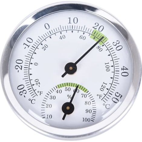 Hygromètre analogique d'intérieur, thermomètre, hygromètre argenté (1/4)
