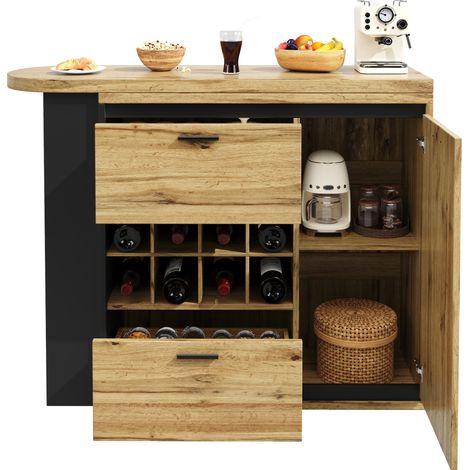 CHICFURN Mesa de comedor extensible 138x39x105 cm de MDF y metal, color madera (1/5)