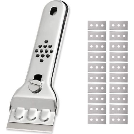 - Grattoirs pour plaques à induction, adaptés aux surfaces en verre et en céramique, en acier inoxydable, lot de 20. (1/5)