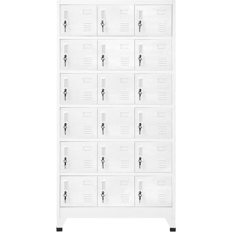 Armoire de Rangement en Métal avec 18 Compartiments, Casier à Vestiaire 90x40x180 cm (1/5)