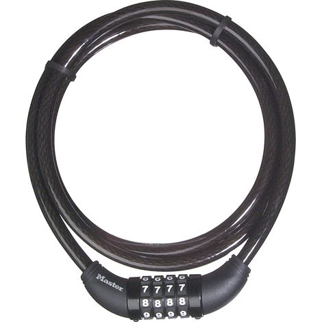 Master Lock 8119EURD Cable Antivol Vélo avec Code, 1,8 m Câble