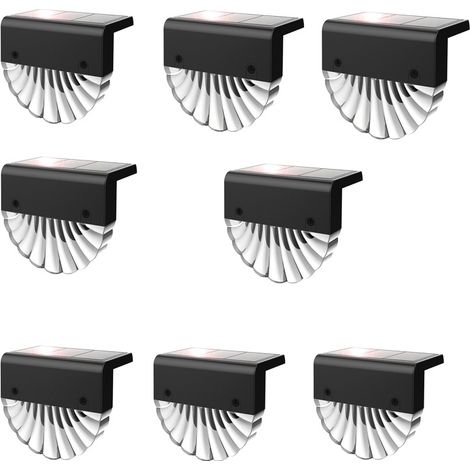 Lampes solaires d'extérieur, appliques murales LED d'extérieur, lot de 8, blanc chaud + couleurs RGB, lampes solaires pour clôtures, terrasses et patios-AquaForge (1/5)